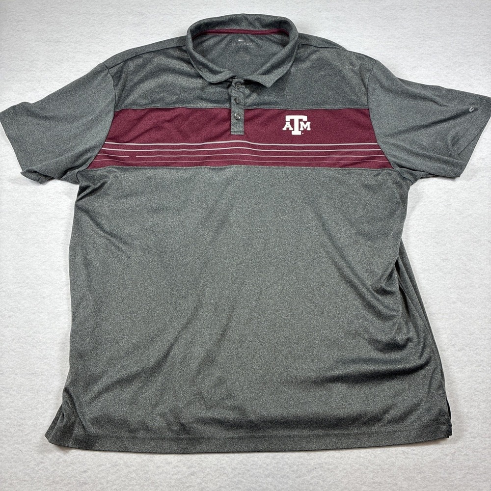 Colosseum Texas A&M Aggies 3XL Polo Football Striped Lightweight Gray Maroon - Picture 1 of 6